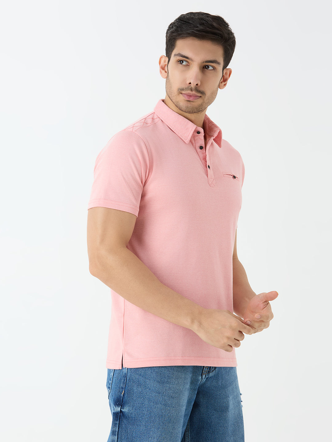 Men's Half Sleeve Polo in Peach