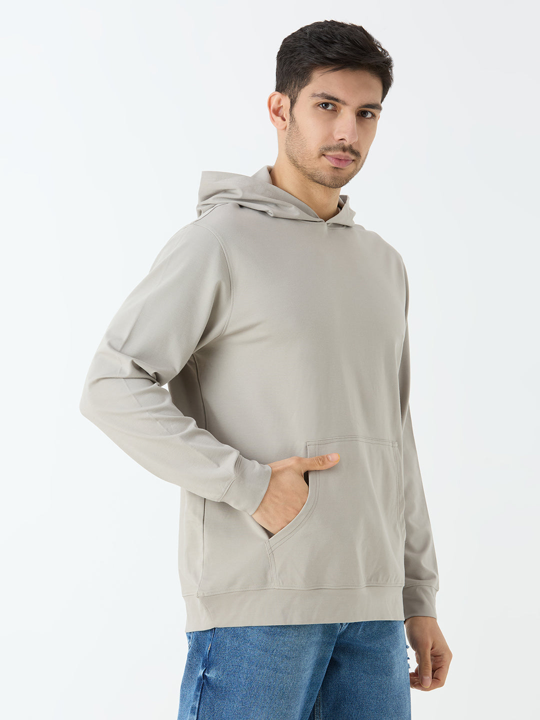 Men's Full Sleeve Hoodie in Light Grey