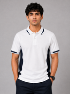 White Navy Contrast Polo