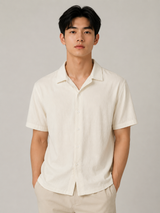 Ivory Textured Resort Shirt