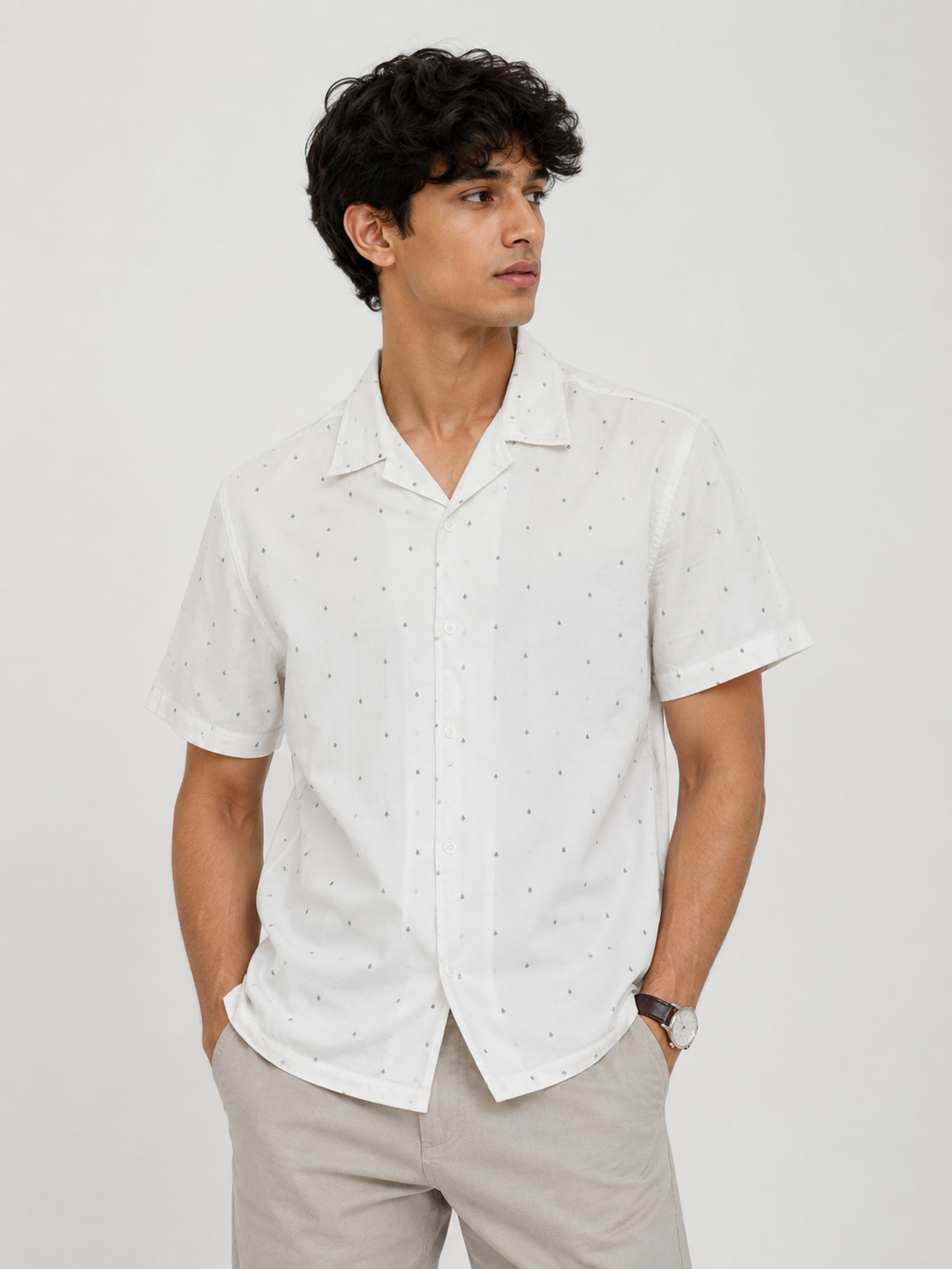 White Cuban Collar Shirt