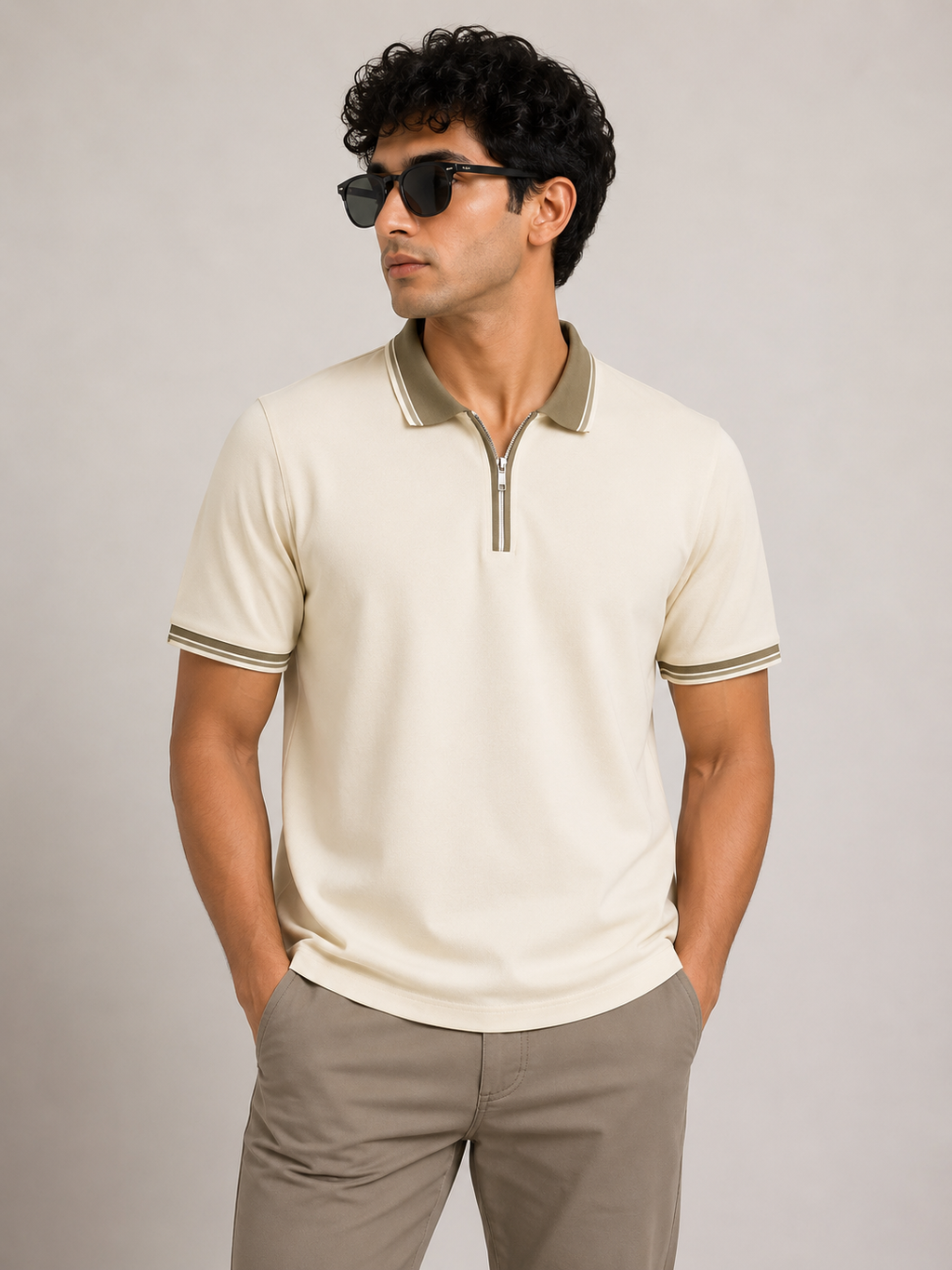 Ivory Zip Polo