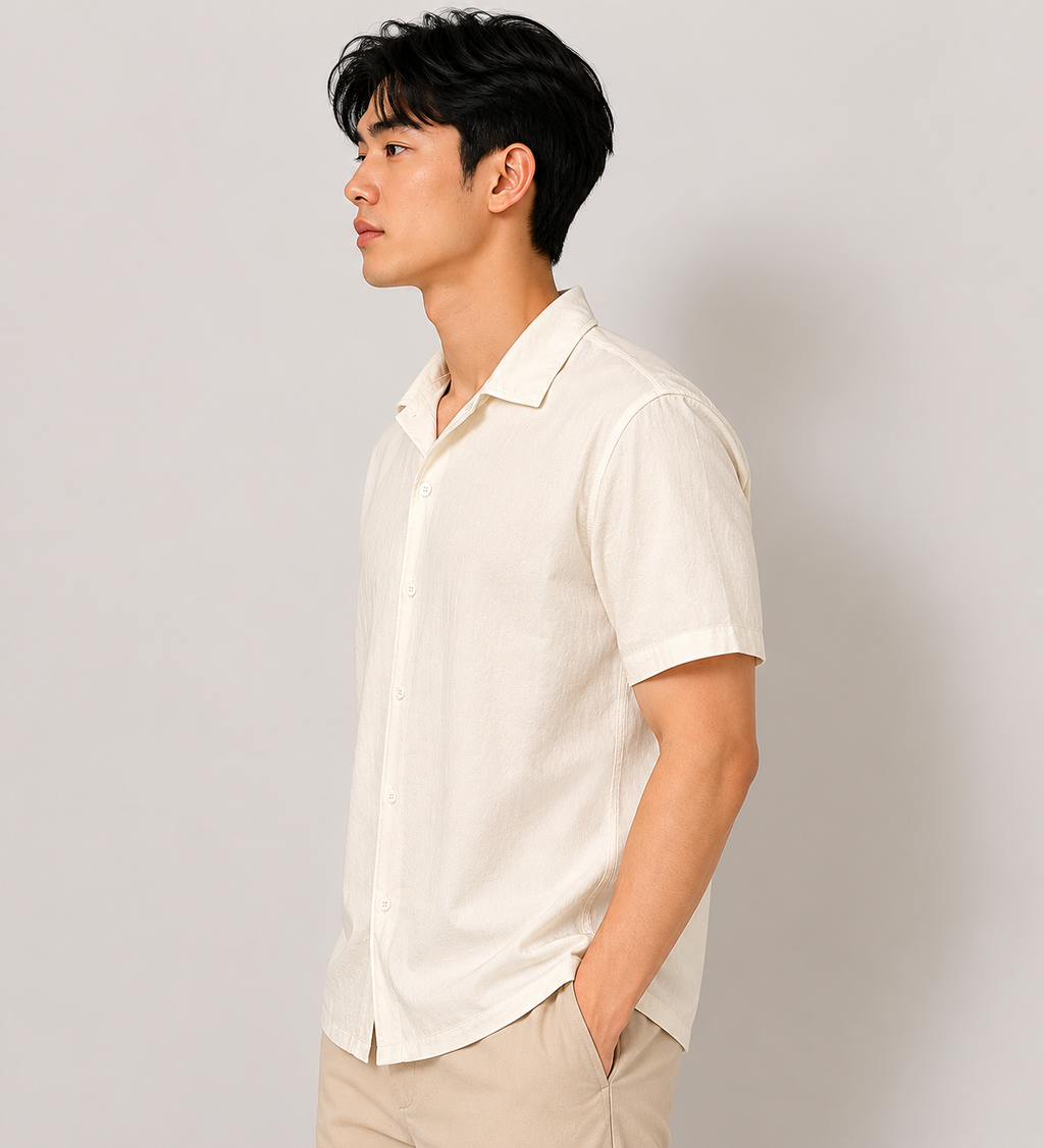 Ivory Textured Resort Shirt