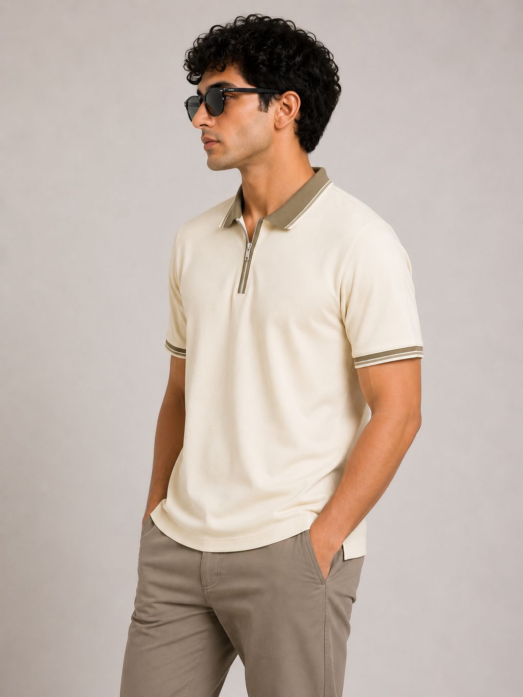 Ivory Zip Polo