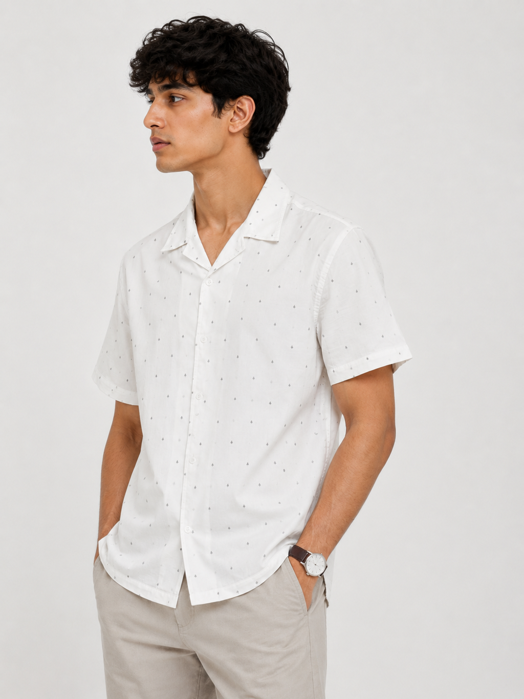 White Cuban Collar Shirt