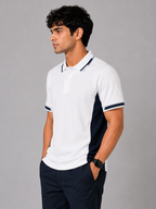 White Navy Contrast Polo
