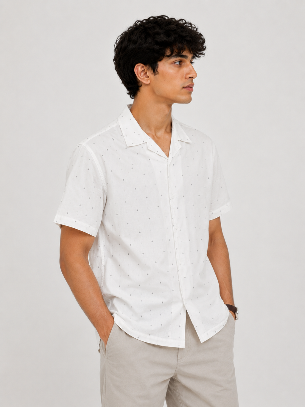 White Cuban Collar Shirt