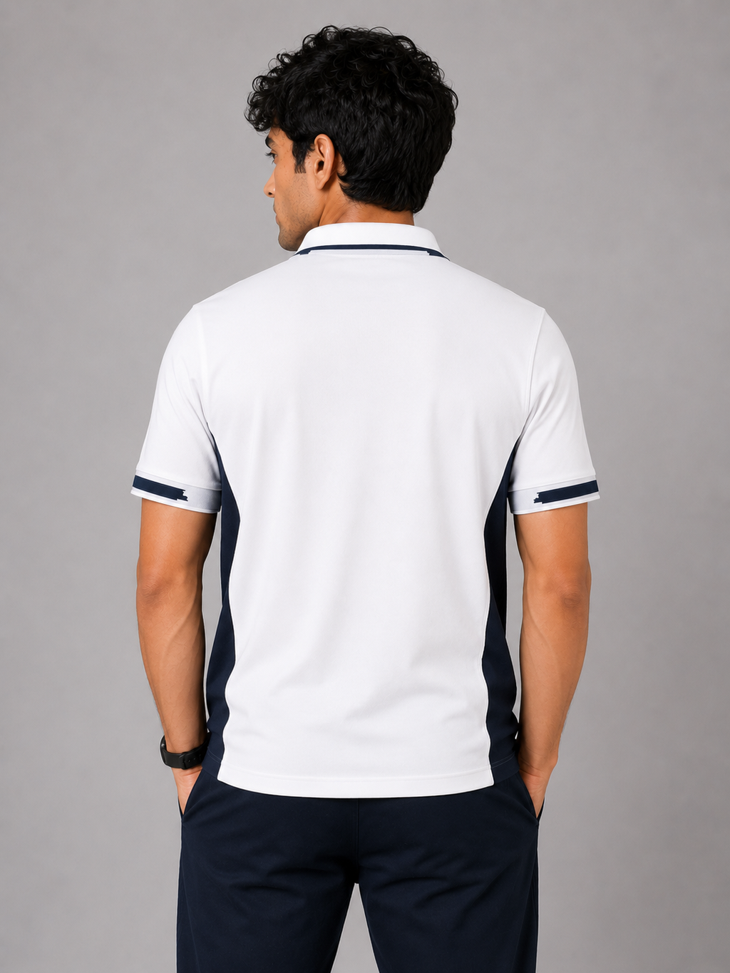 White Navy Contrast Polo