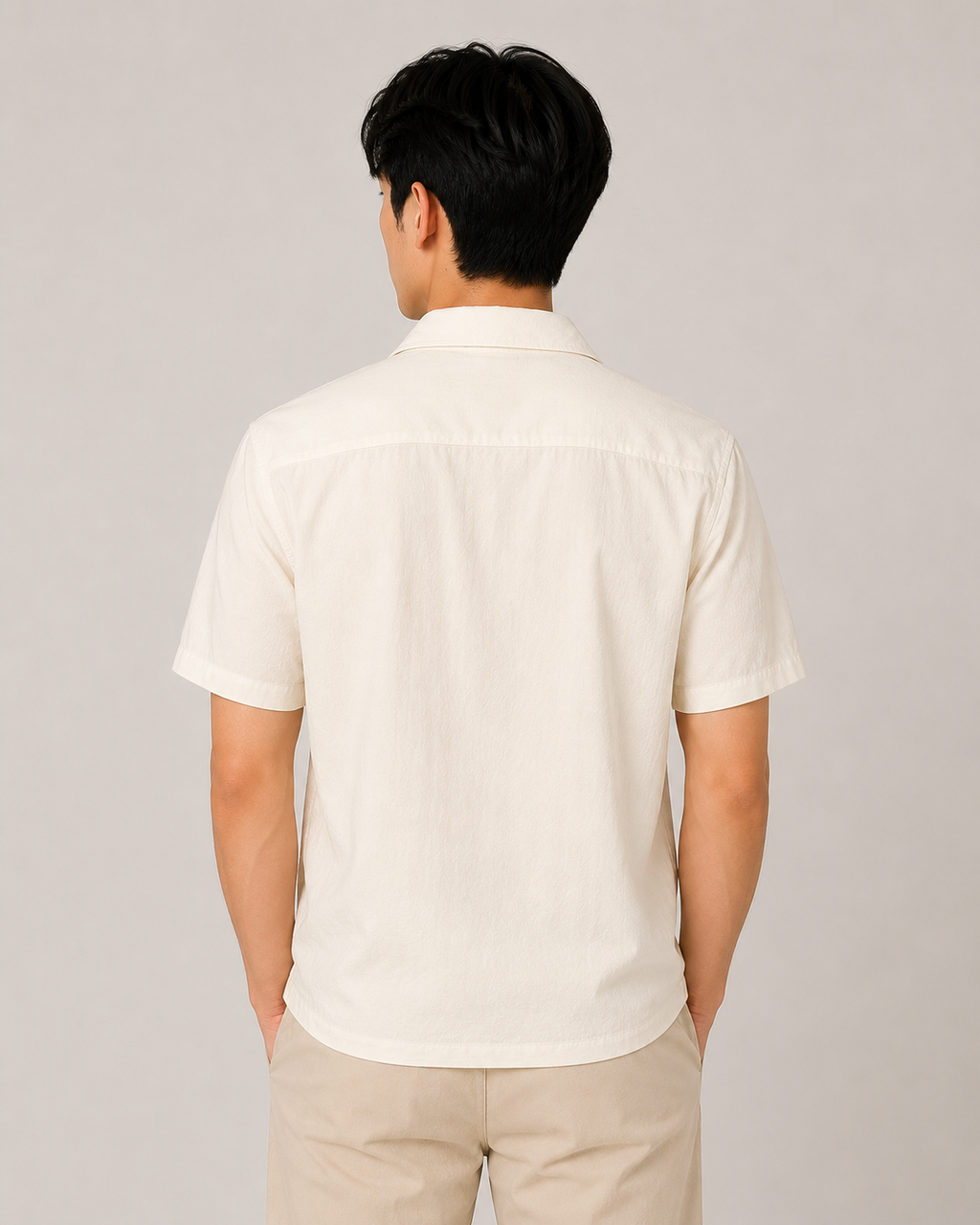 Ivory Textured Resort Shirt