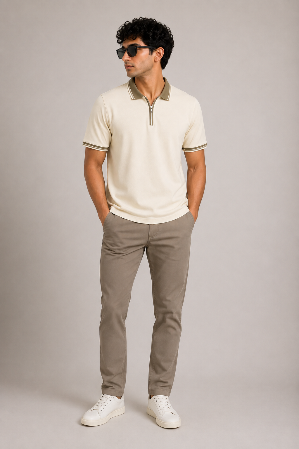 Ivory Zip Polo