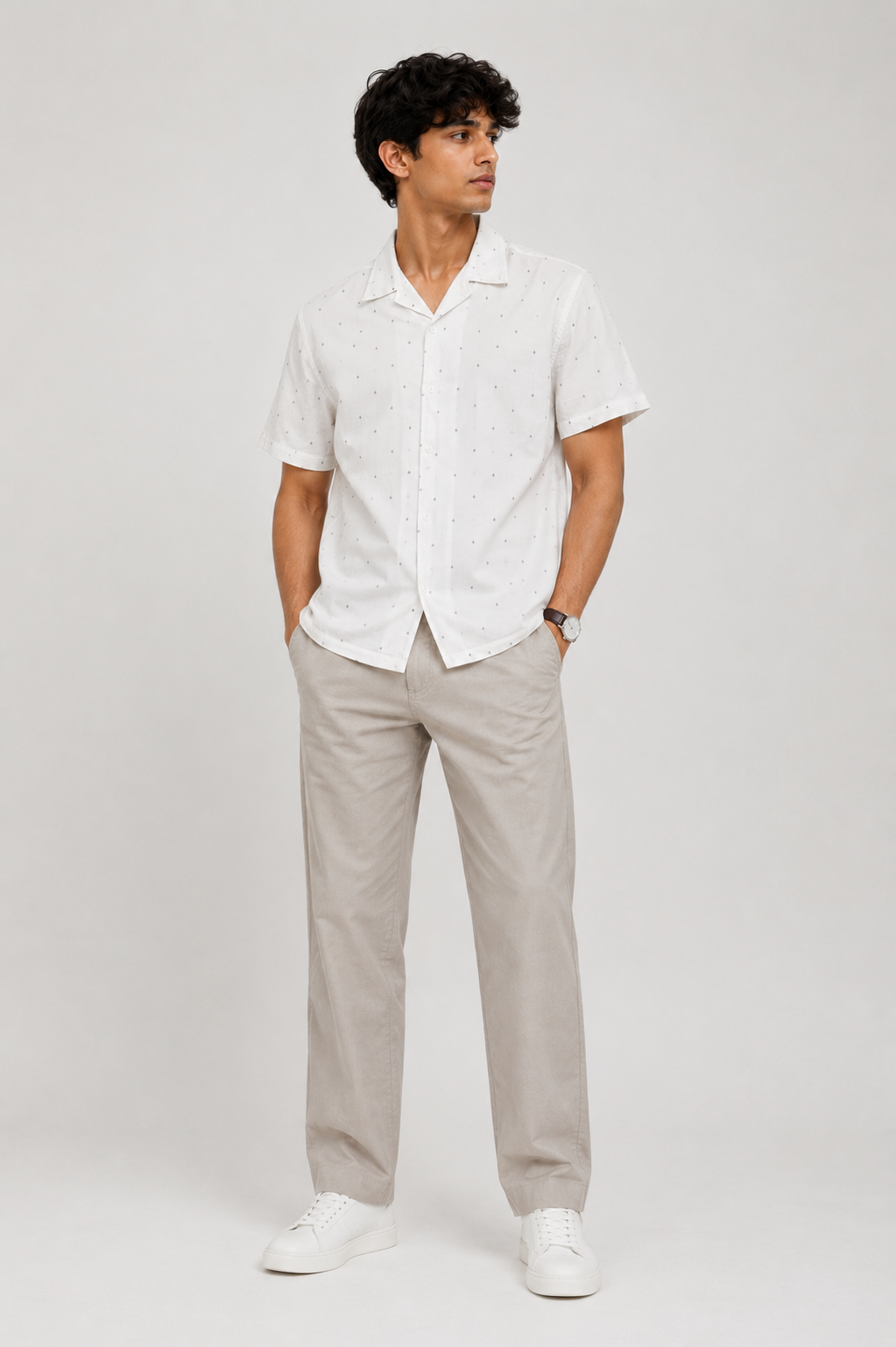 White Cuban Collar Shirt