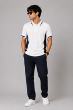 White Navy Contrast Polo
