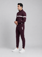 Maroon white strip Tracksuit