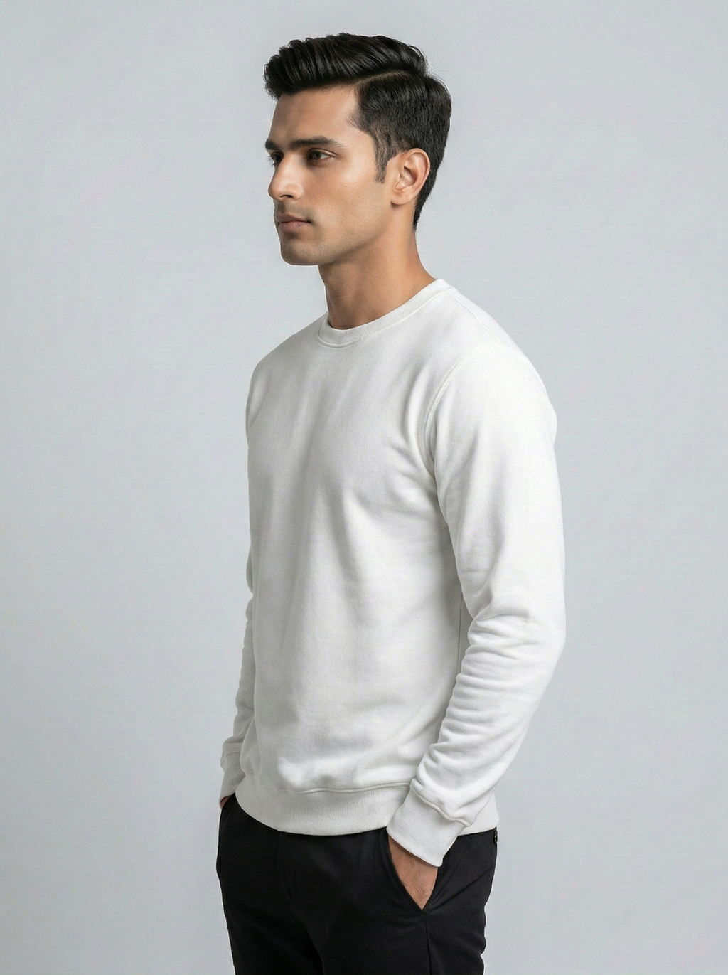 White Classic Crewneck Sweatshirt