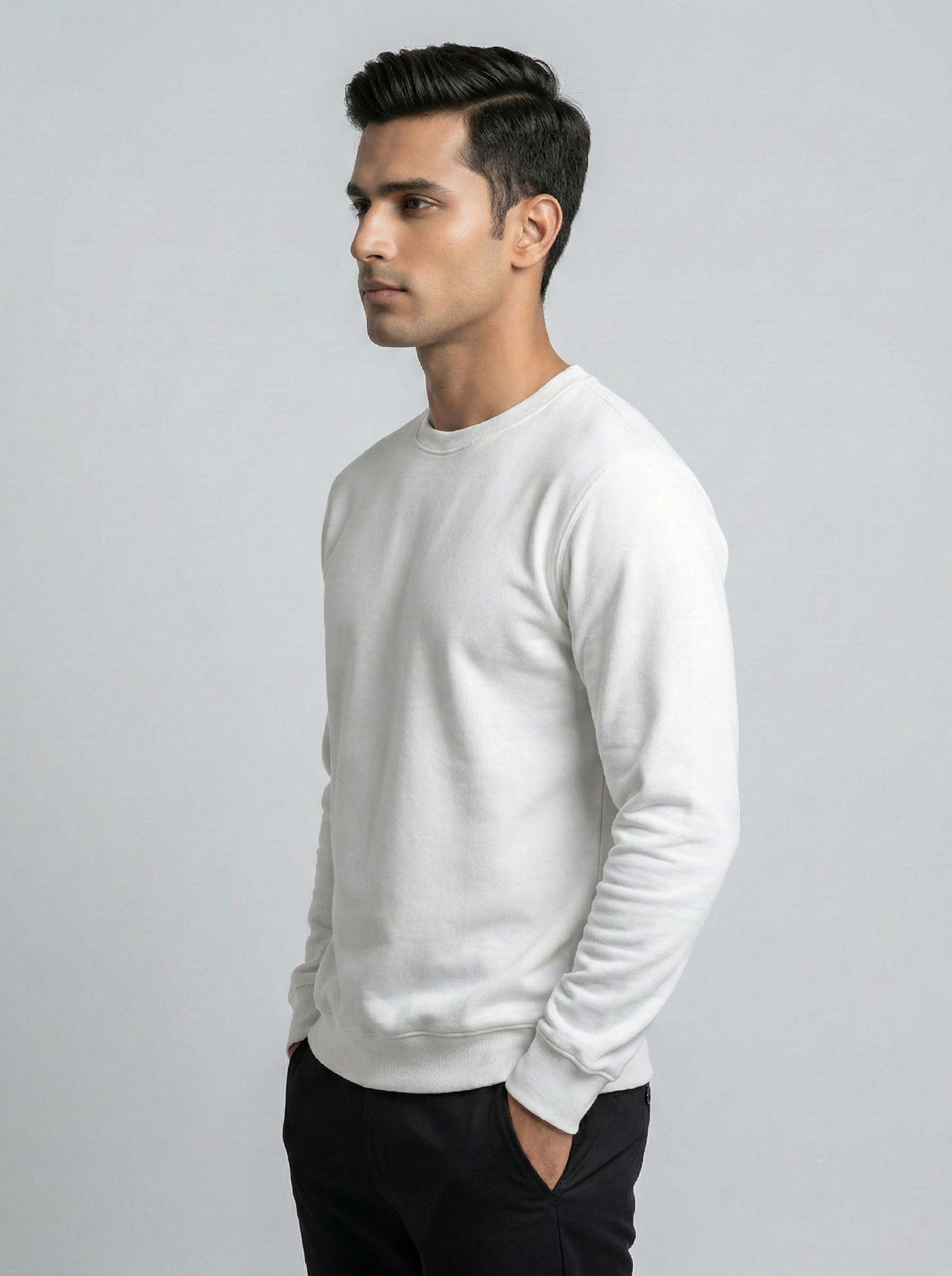 White Classic Crewneck Sweatshirt