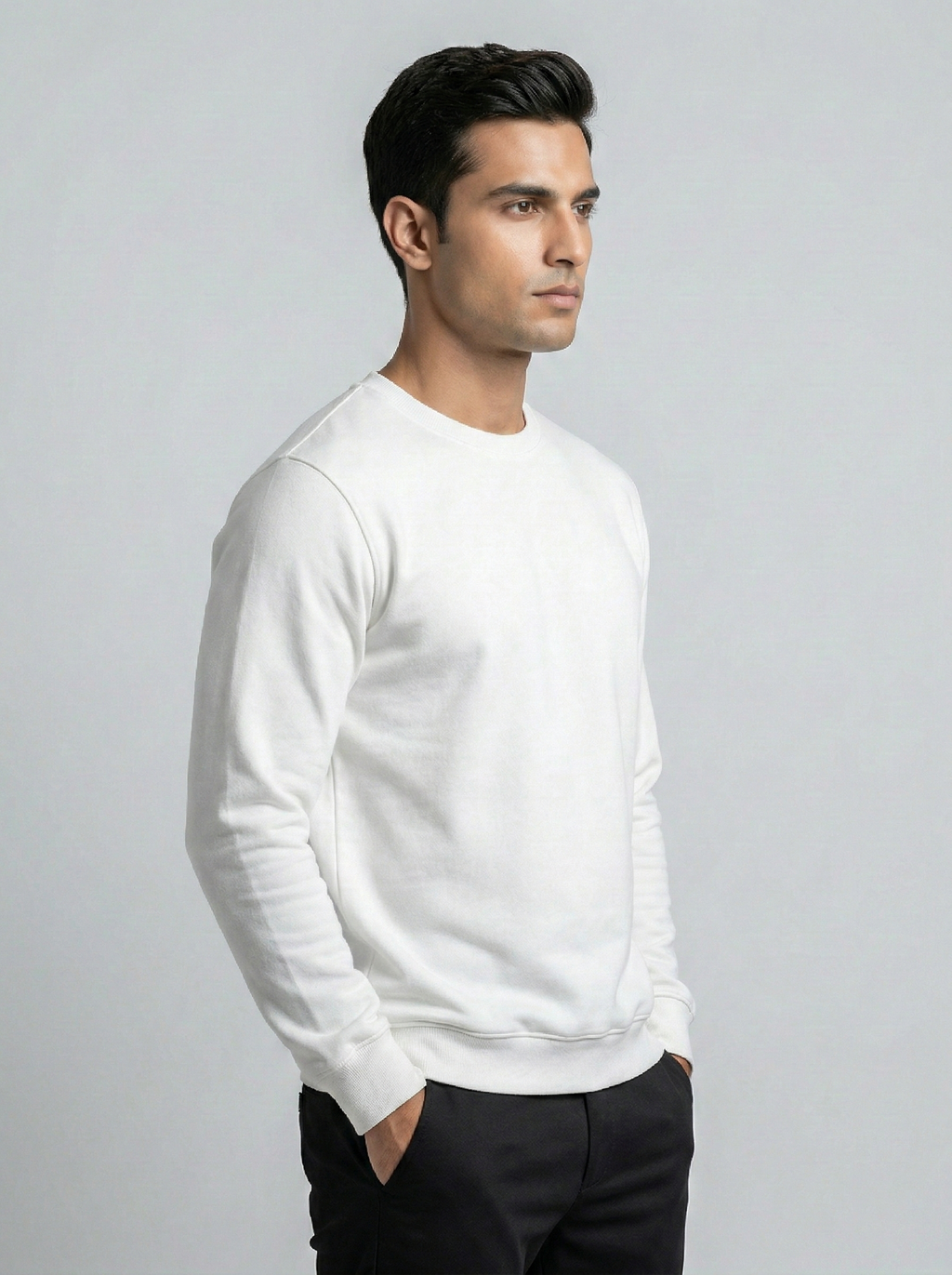 White Classic Crewneck Sweatshirt