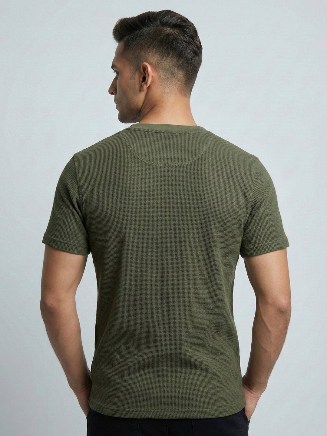 Olive Waffle Henley Tee