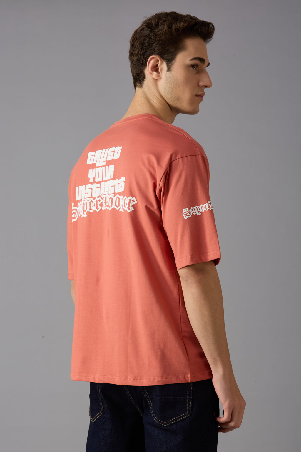 Round neck oversized t-shirt with puff print on front and sleeves