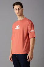 Round neck oversized t-shirt with puff print on front and sleeves