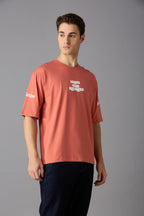 Round neck oversized t-shirt with puff print on front and sleeves