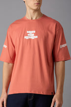 Round neck oversized t-shirt with puff print on front and sleeves