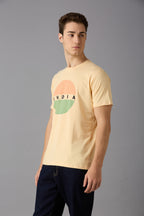 Round neck t-shirt with India flag printing on front