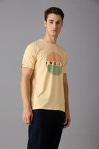 Round neck t-shirt with India flag printing on front