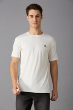 Round neck t-shirt with chest logo print