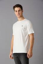 Round neck t-shirt with chest logo print