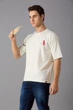 Oversized round neck t-shirt with puff print on chest, sleeve and back