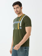 Superior cotton round neck in olive green.