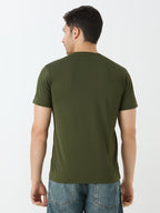 Superior cotton round neck in olive green.