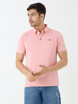 Men's Half Sleeve Polo in Peach