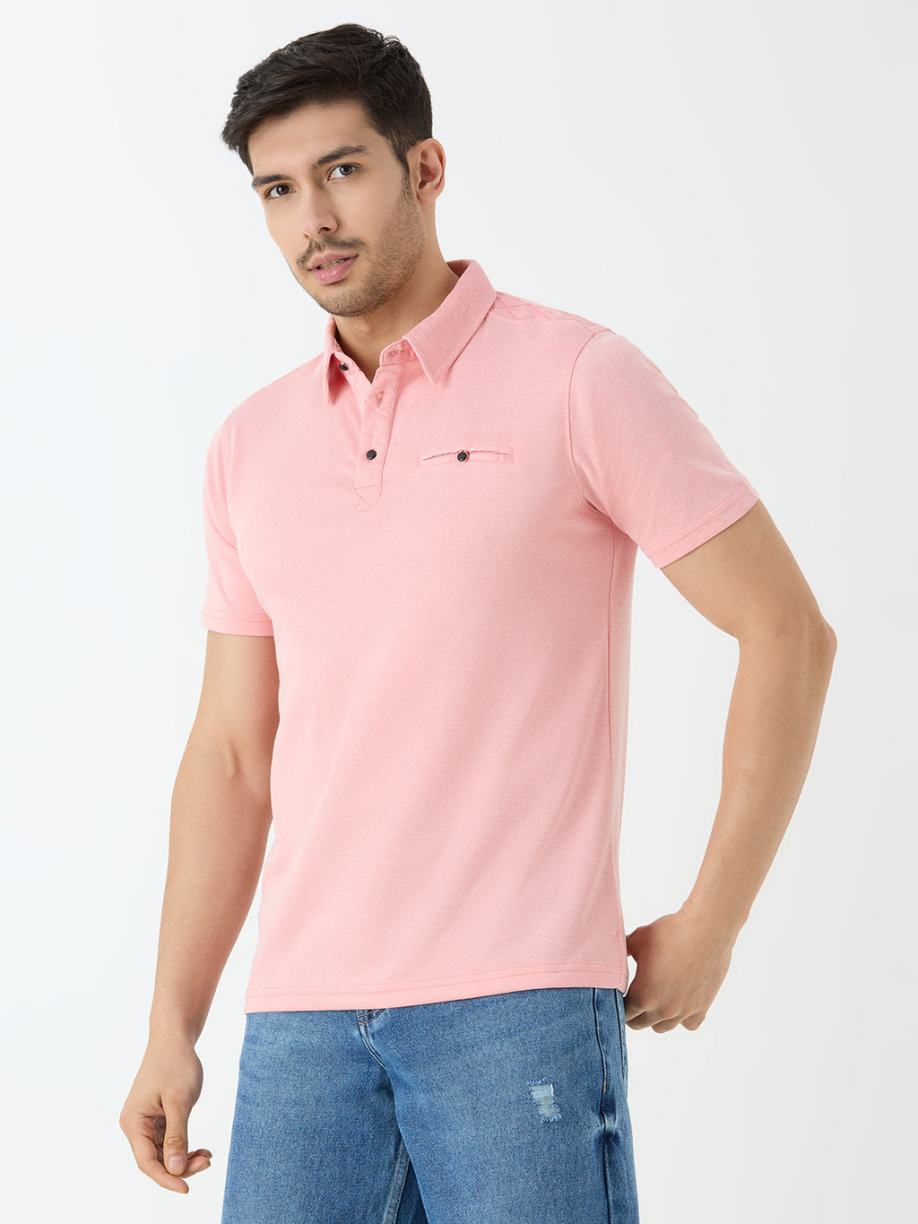 Men's Half Sleeve Polo in Peach
