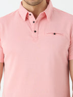 Men's Half Sleeve Polo in Peach
