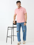 Men's Half Sleeve Polo in Peach