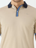 Men's Half Sleeve Polo with Contrast Collar in Beige
