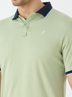 Men's Half Sleeve Polo with Contrast Collar in Pista Green
