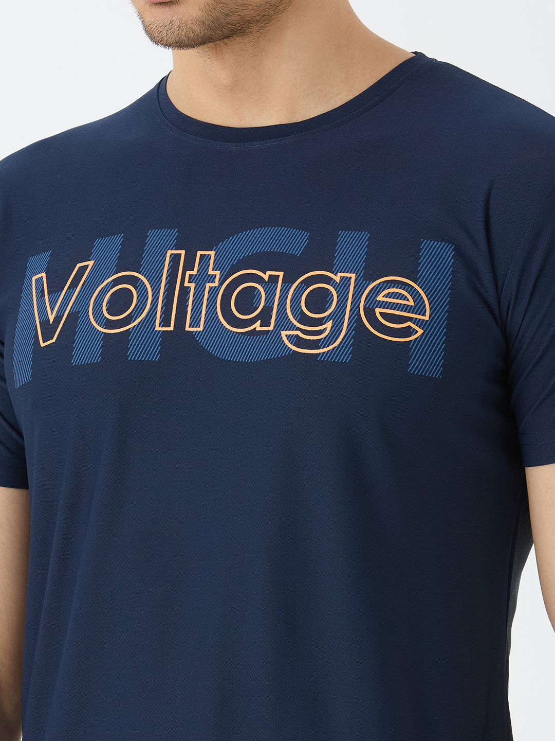 Men's Voltage Half Sleeve Round Neck T-shirt in Navy Blue