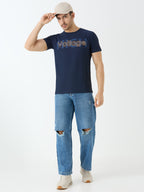 Men's Voltage Half Sleeve Round Neck T-shirt in Navy Blue