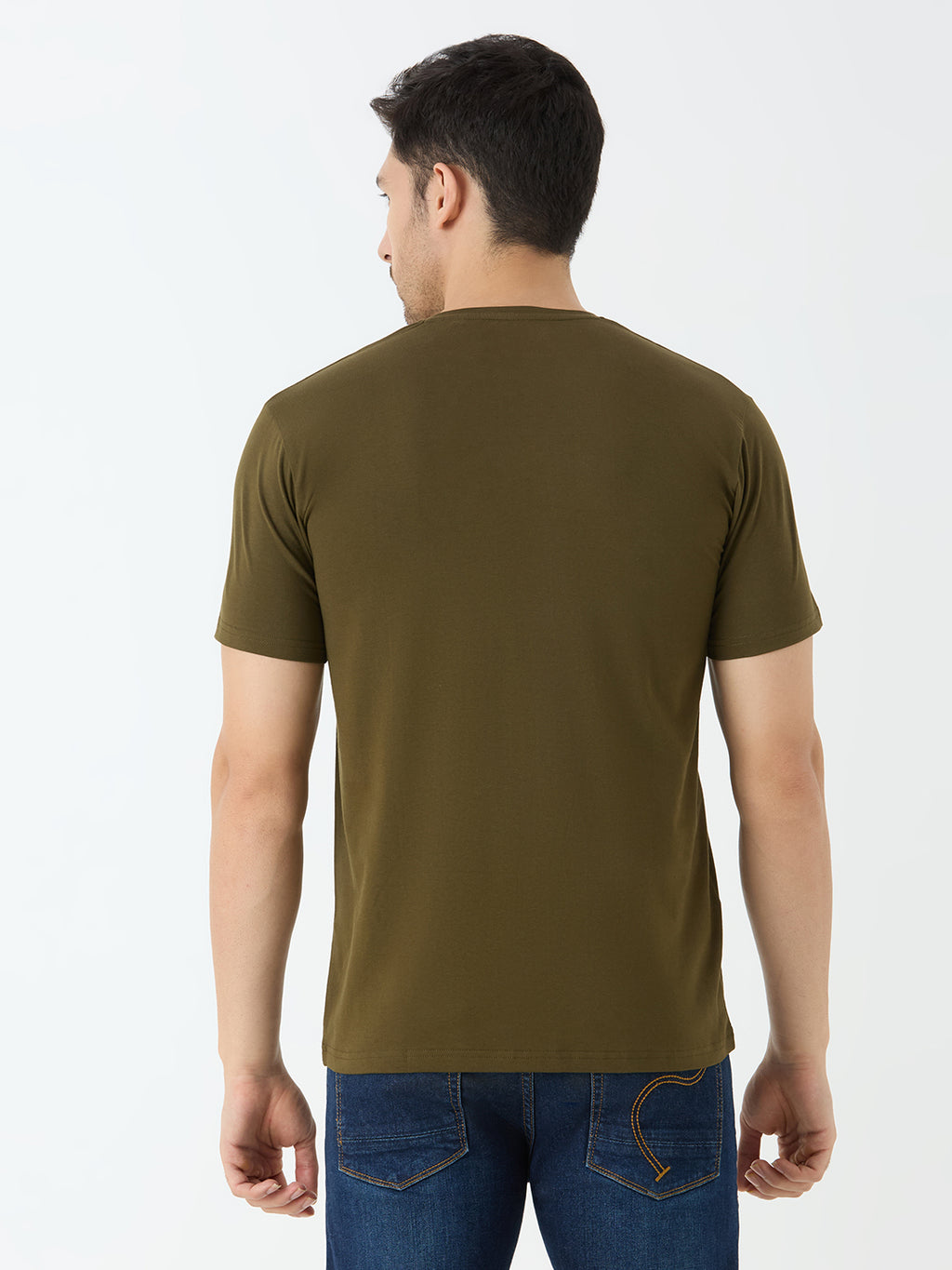 Men's V-Neck T-shirt in Olive Green