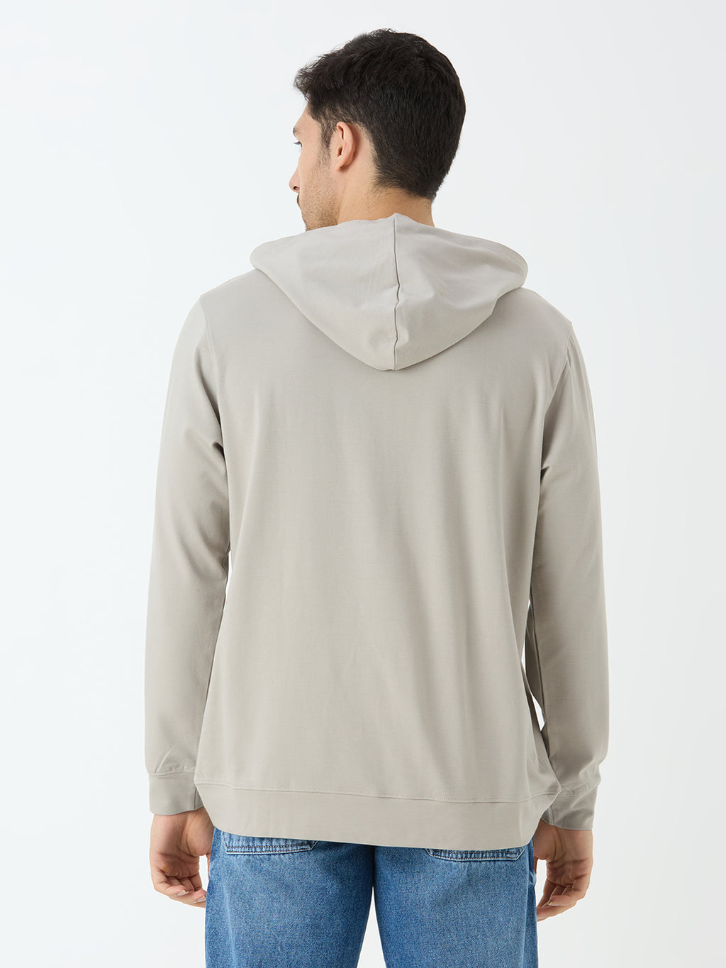 Men's Full Sleeve Hoodie in Light Grey
