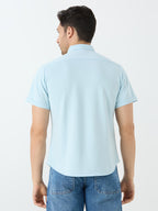 Men's Half Sleeve Cuban Collar Shirt in Sky Blue