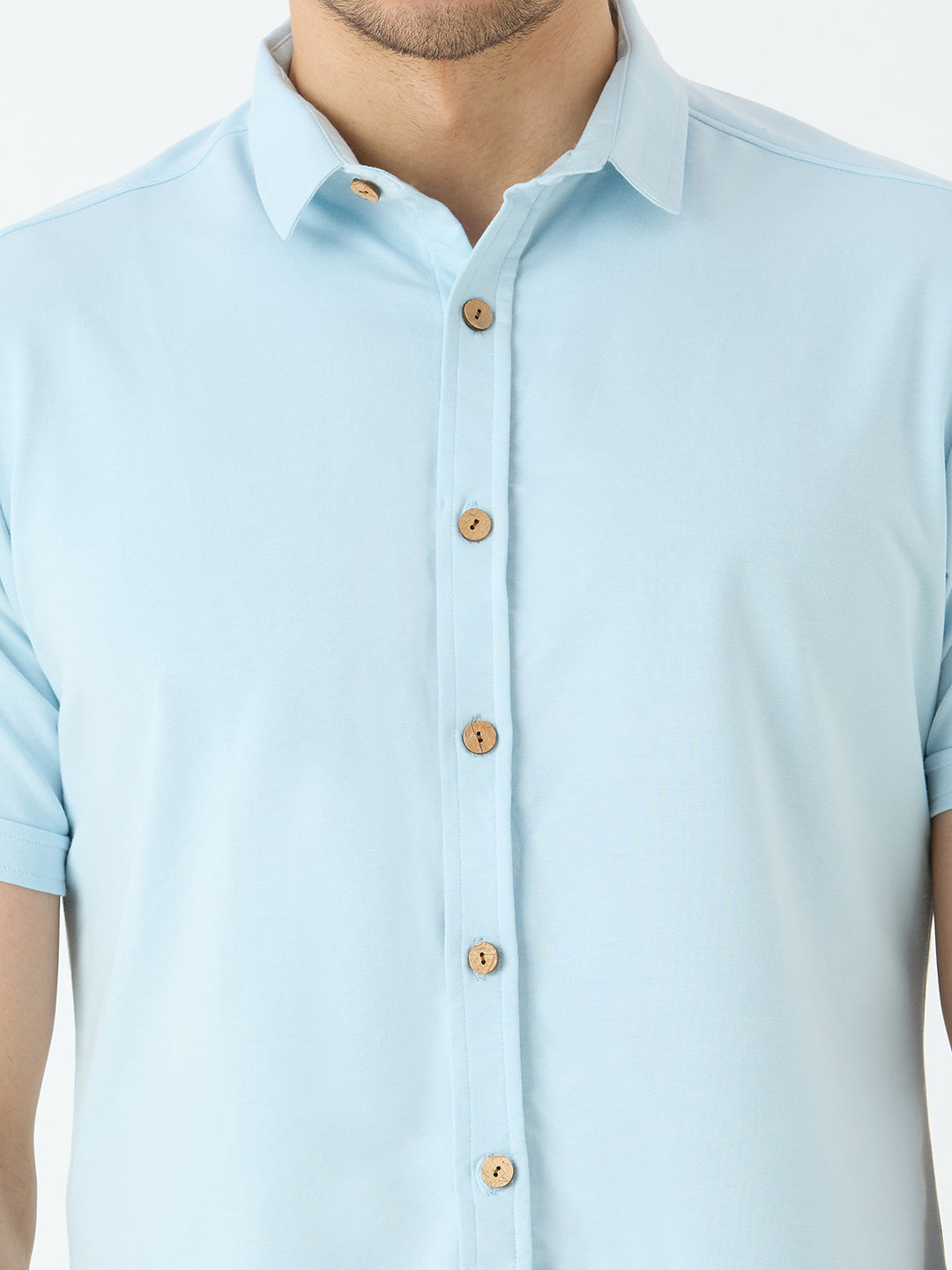 Men's Half Sleeve Cuban Collar Shirt in Sky Blue