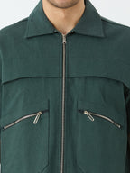 Men's Half Sleeve Shacket in Pine Green