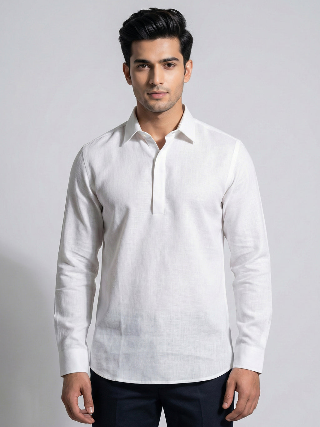 White Linen Full Sleeve Shirt