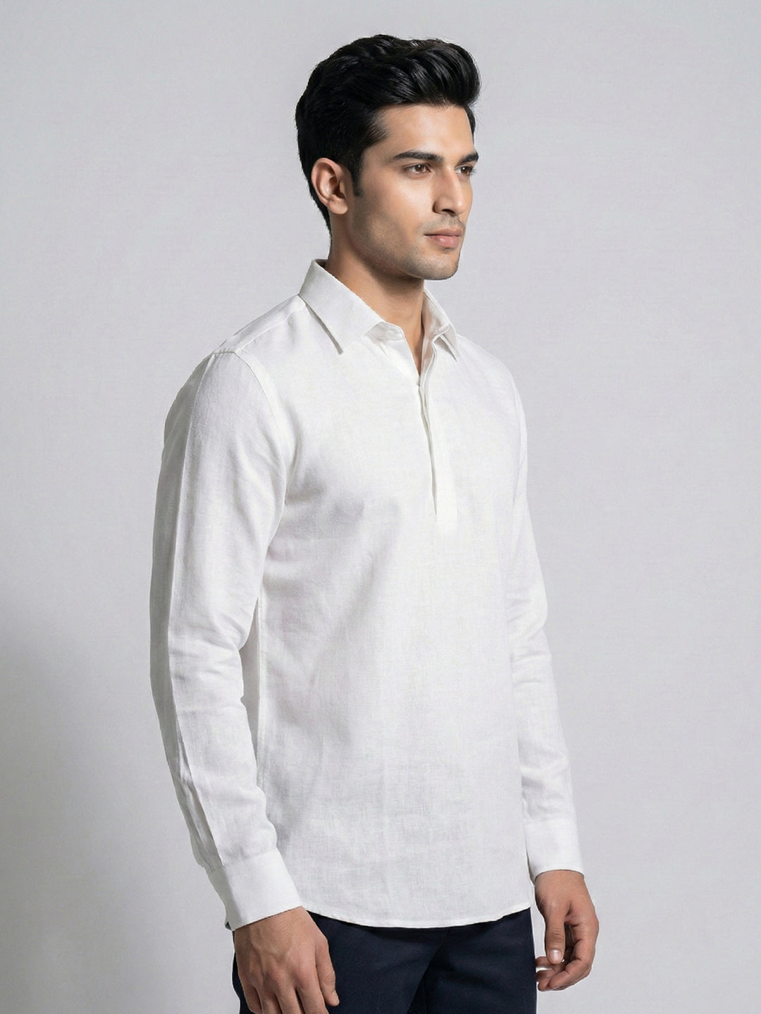 White Linen Full Sleeve Shirt