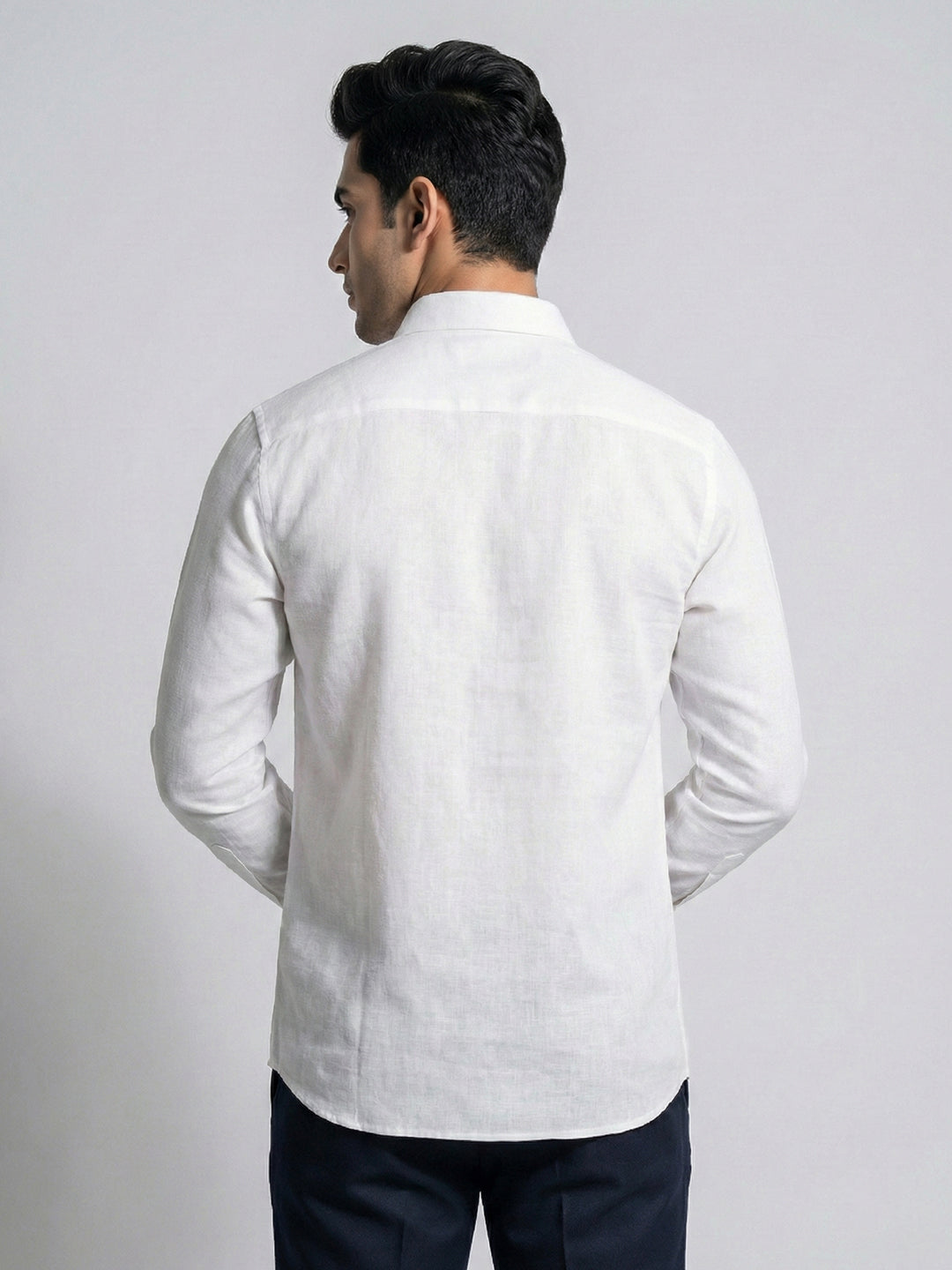 White Linen Full Sleeve Shirt